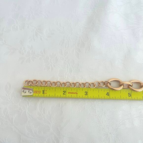 MILOR ITALY BRONZE Large Graduated Circle Link Necklace Signed Gold Tone - Picture 7 of 8